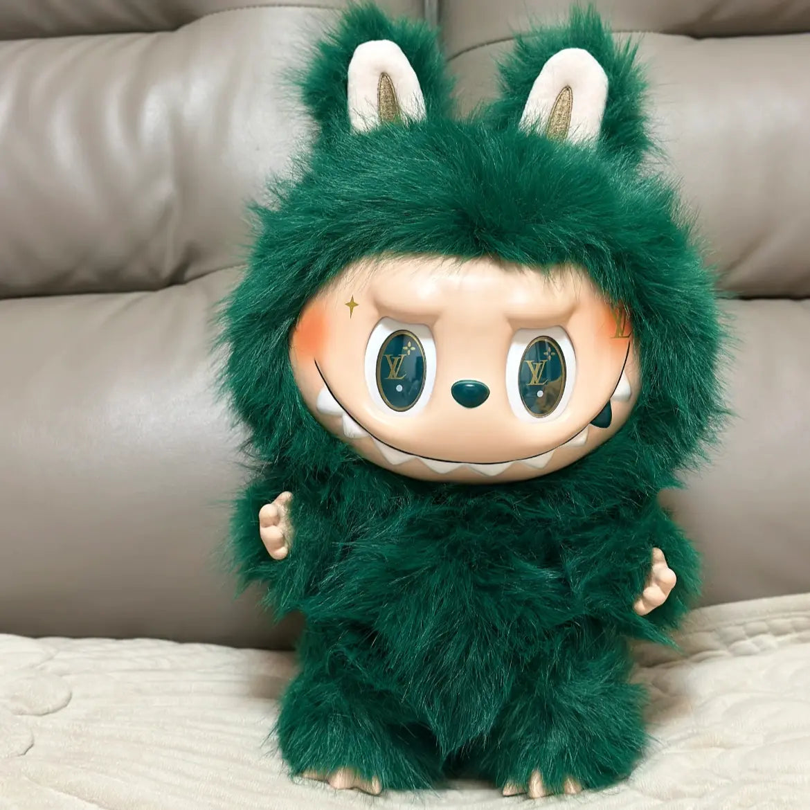 Green  Labubu – Artist Custom Plush Toy Handmade from Authentic V1 Macaron Series Doll MaMasquishy