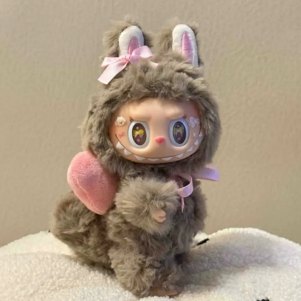 Brown Squirrel Big Tail Labubu – Artist Custom Plush Toy | Handmade from Authentic V1 Macaron Series Doll